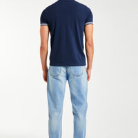 back profile of men's polo shirts sale in dark blue