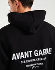 Big logo detail on black hoodie