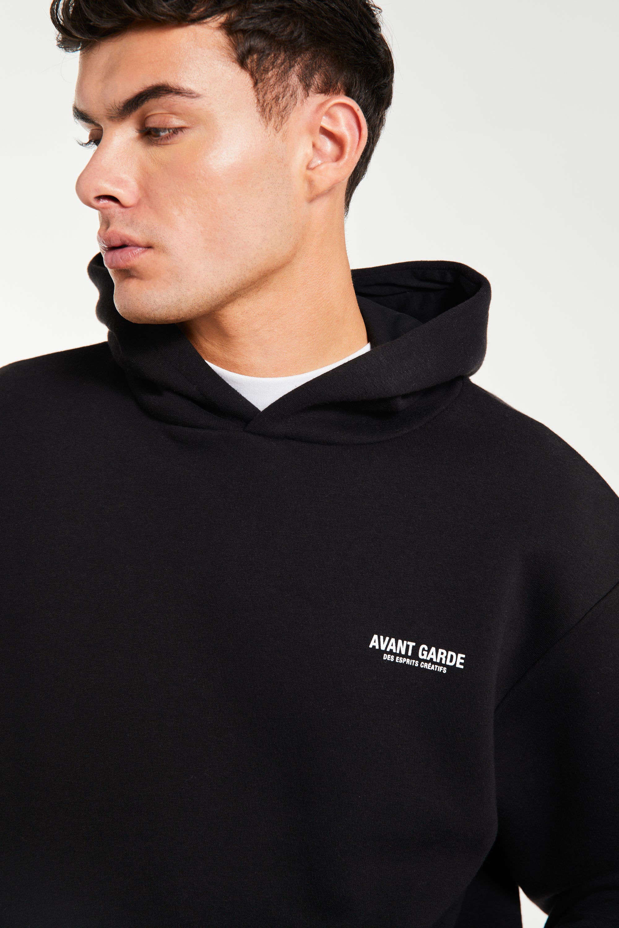 Logo detail on mens black tracksuit