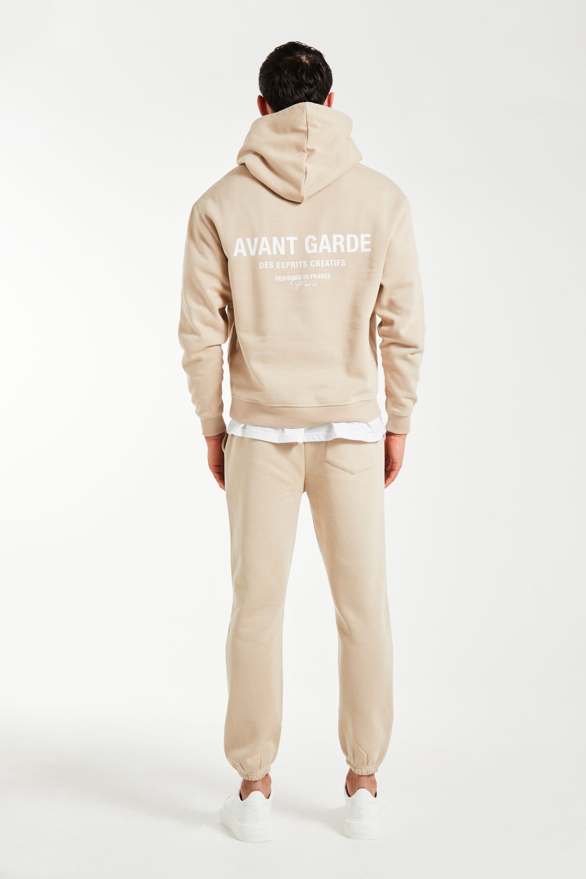 Back on mens full tracksuit in taupe