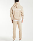 Back on mens full tracksuit in taupe