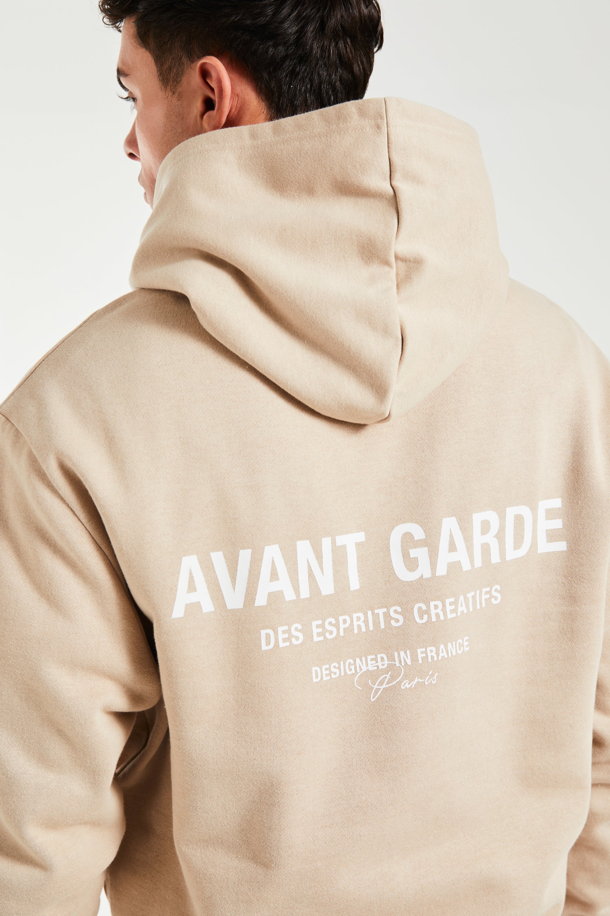 Back logo detail on mens taupe full tracksuit