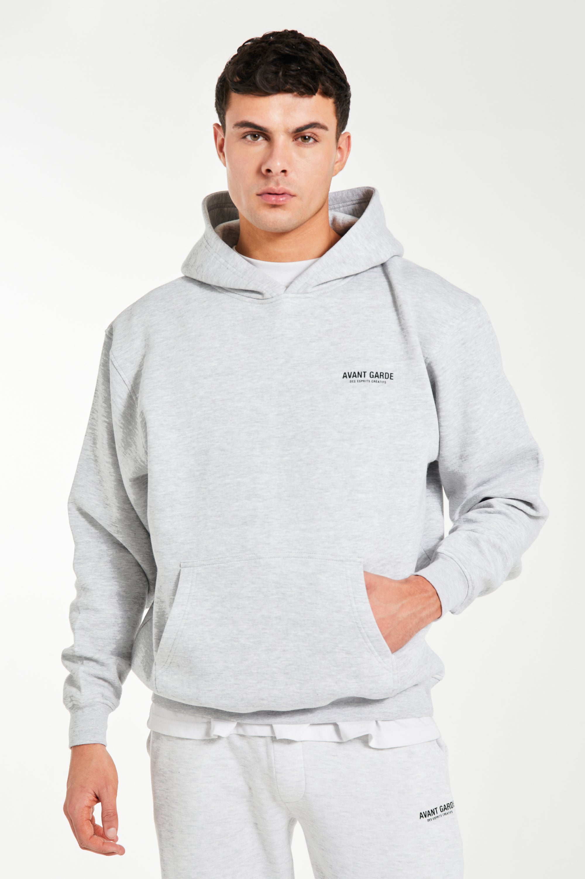 Hoodie detail of mens full tracksuit