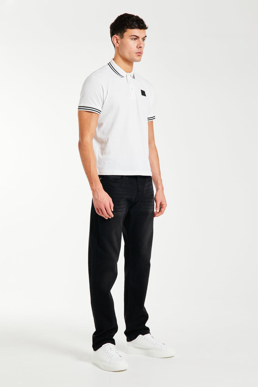side profile of cheap polos for men in white