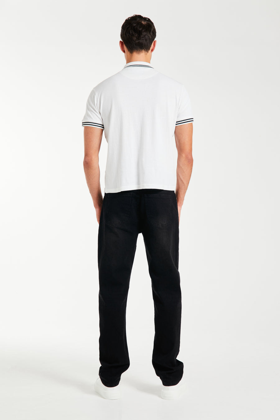 back profile of men's polo shirts sale in brilliant white