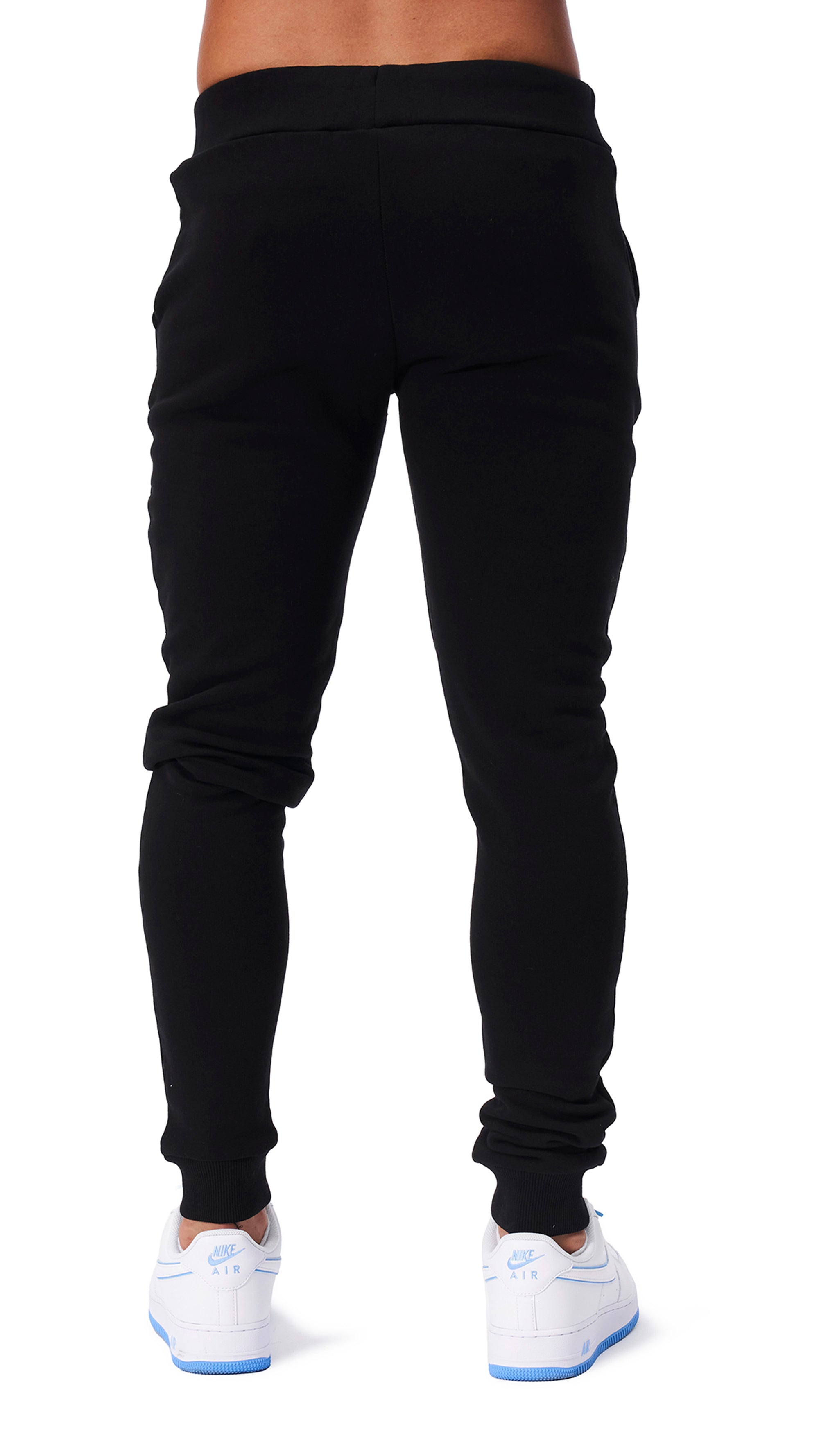 Back of mens black joggers