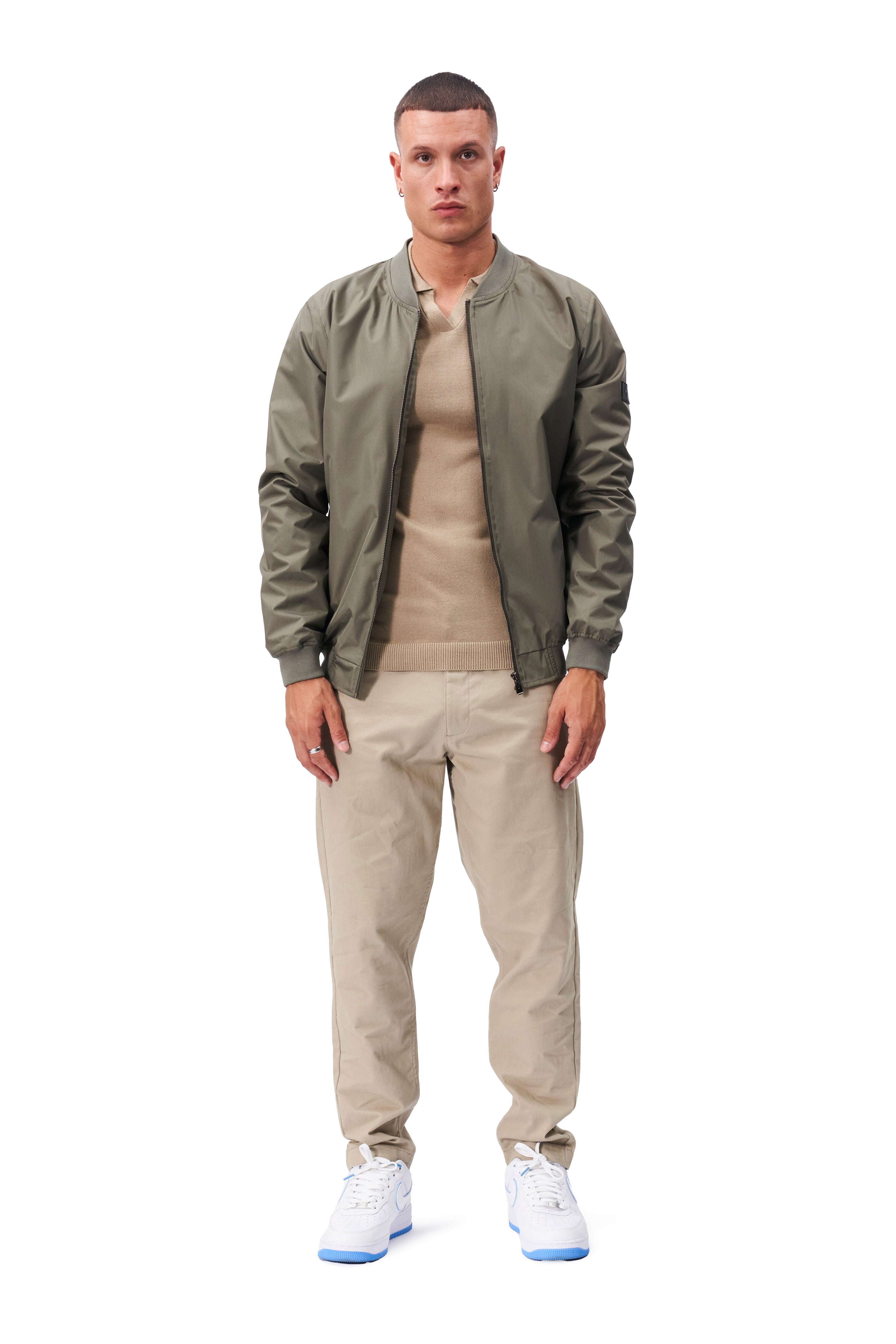 Khaki sales bomber jacket