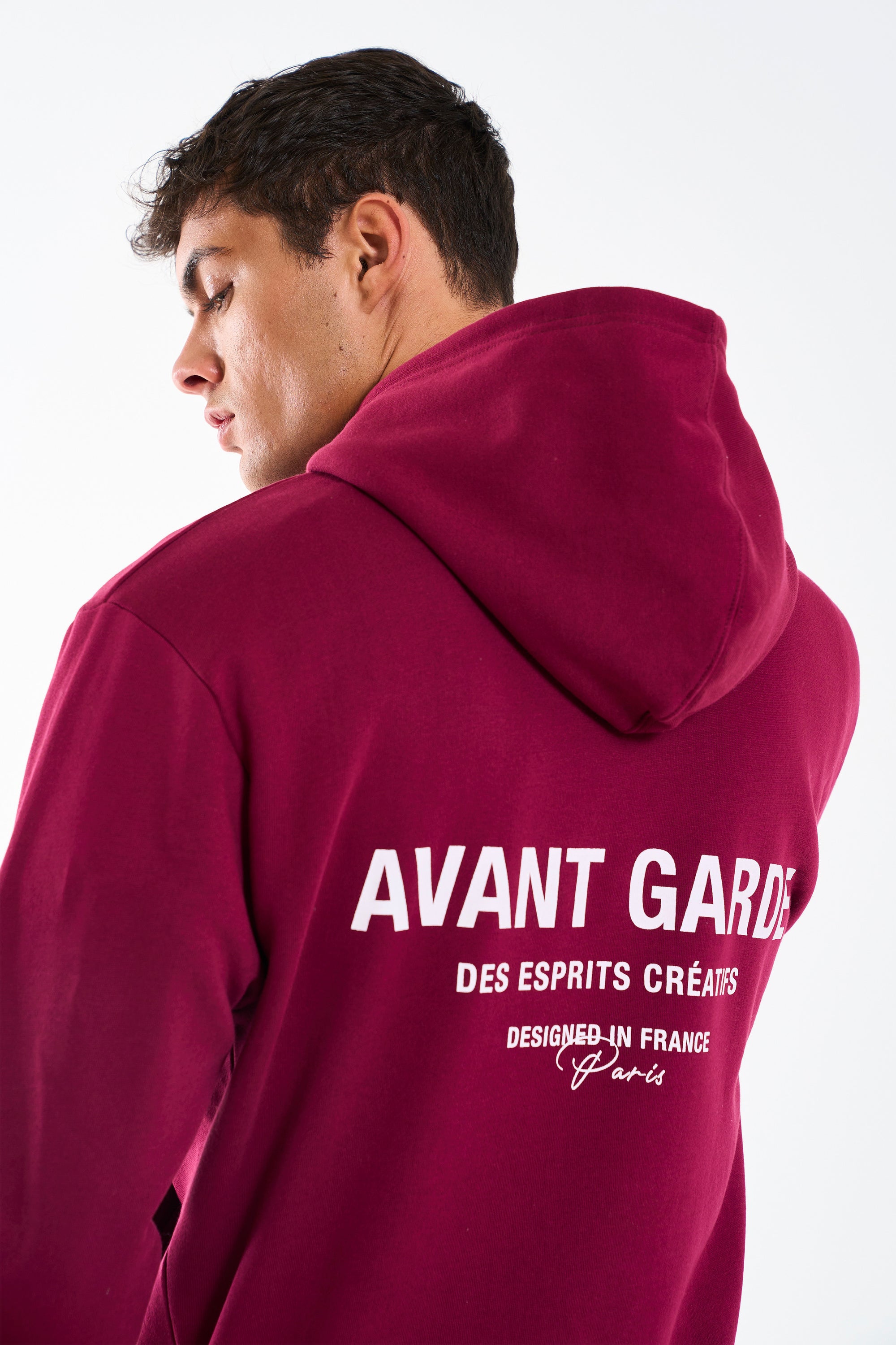 Back of Creatives Hoodie in Burgundy