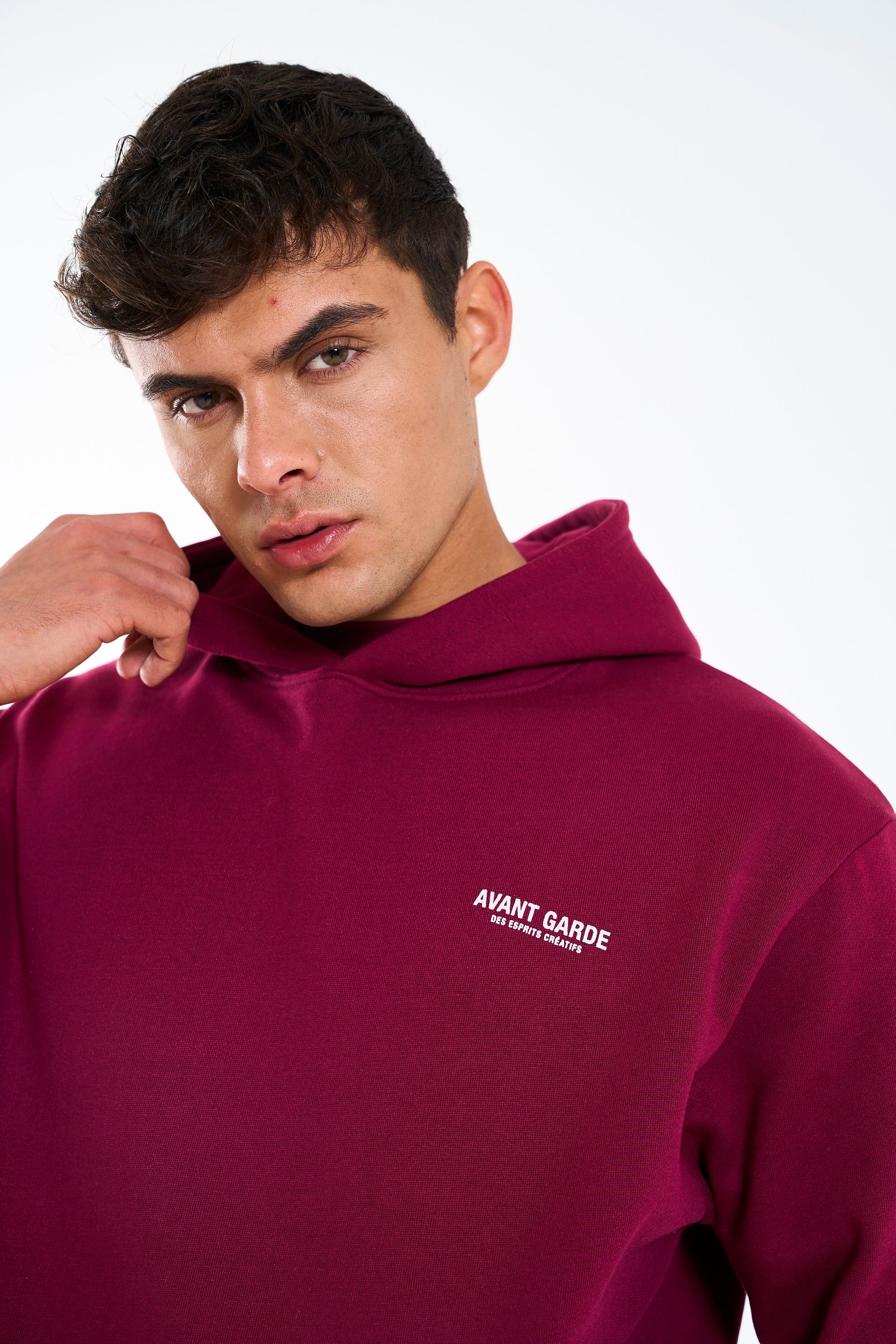 Logo detail creatives hoodie in burgundy