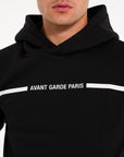 Close up of Avant Garde Paris logo on full tracksuit