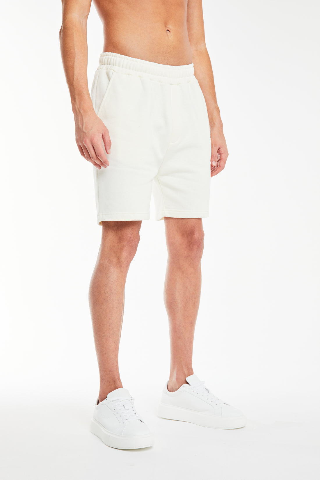 men's jersey shorts in cream