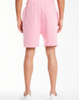 back profile of men's jersey shorts in light pink