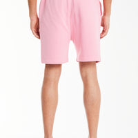 back profile of men's jersey shorts in light pink