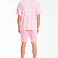 back profile of mens jersey shorts sale in baby pink