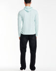 back profile of a men's hoodies sale in blue