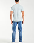 back profile of cheap polo shirts for men in sky blue