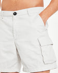 close up of white 'williams' men's utility shorts