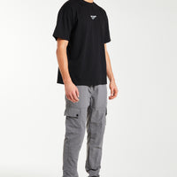 side profile of men's cargo pants sale in dark grey