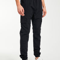 'Port' cargo trousers for men in black with elastic waist band