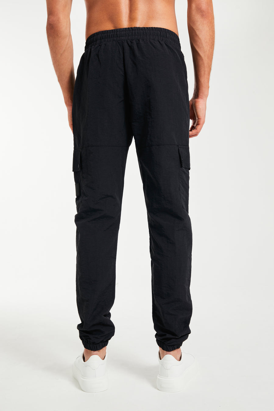 back profile of cargo pants sale in black