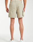 back profile of 'Williams' men's utility shorts in oatmeal 