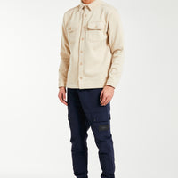 model styled wearing cuffed cargo pants sale in navy blue