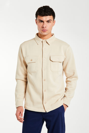 Men's overshirt with buttons in stone