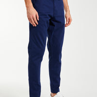 Navy blue cheap men's chinos that are straight legged
