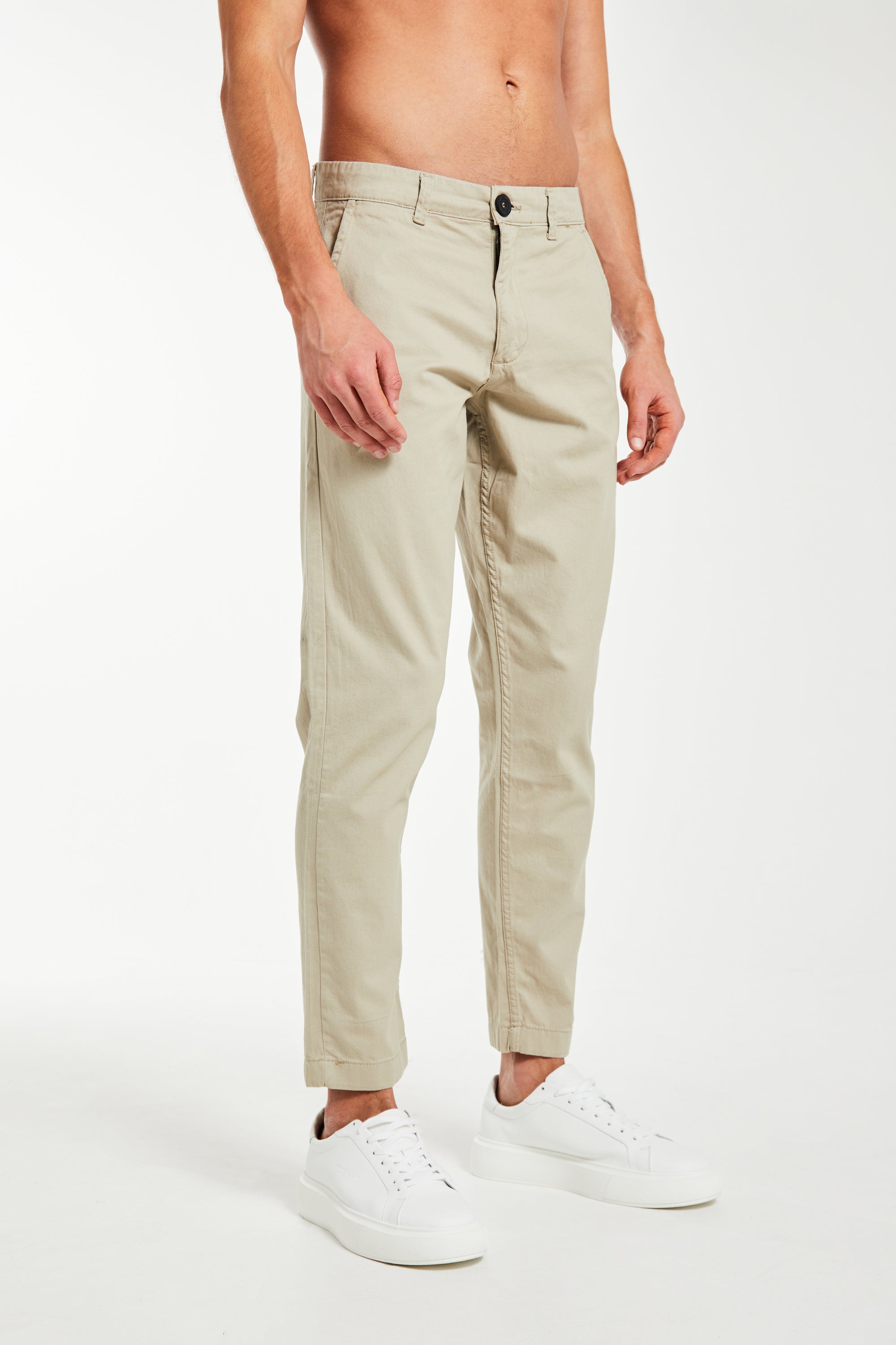 Oatmeal chino pants in straight leg style