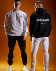 2 model in grey marl sweatshirt and joggers