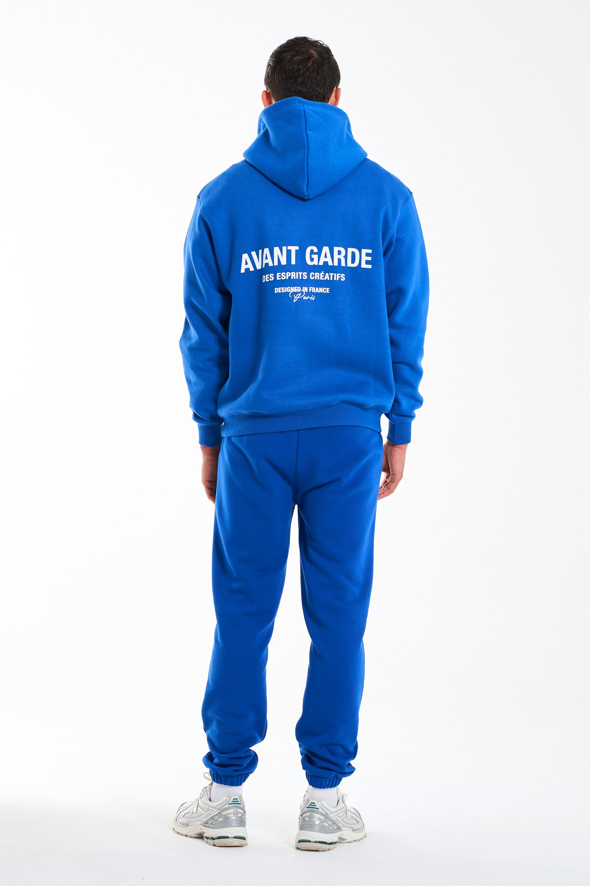 Back of mens full tracksuit in royal blue