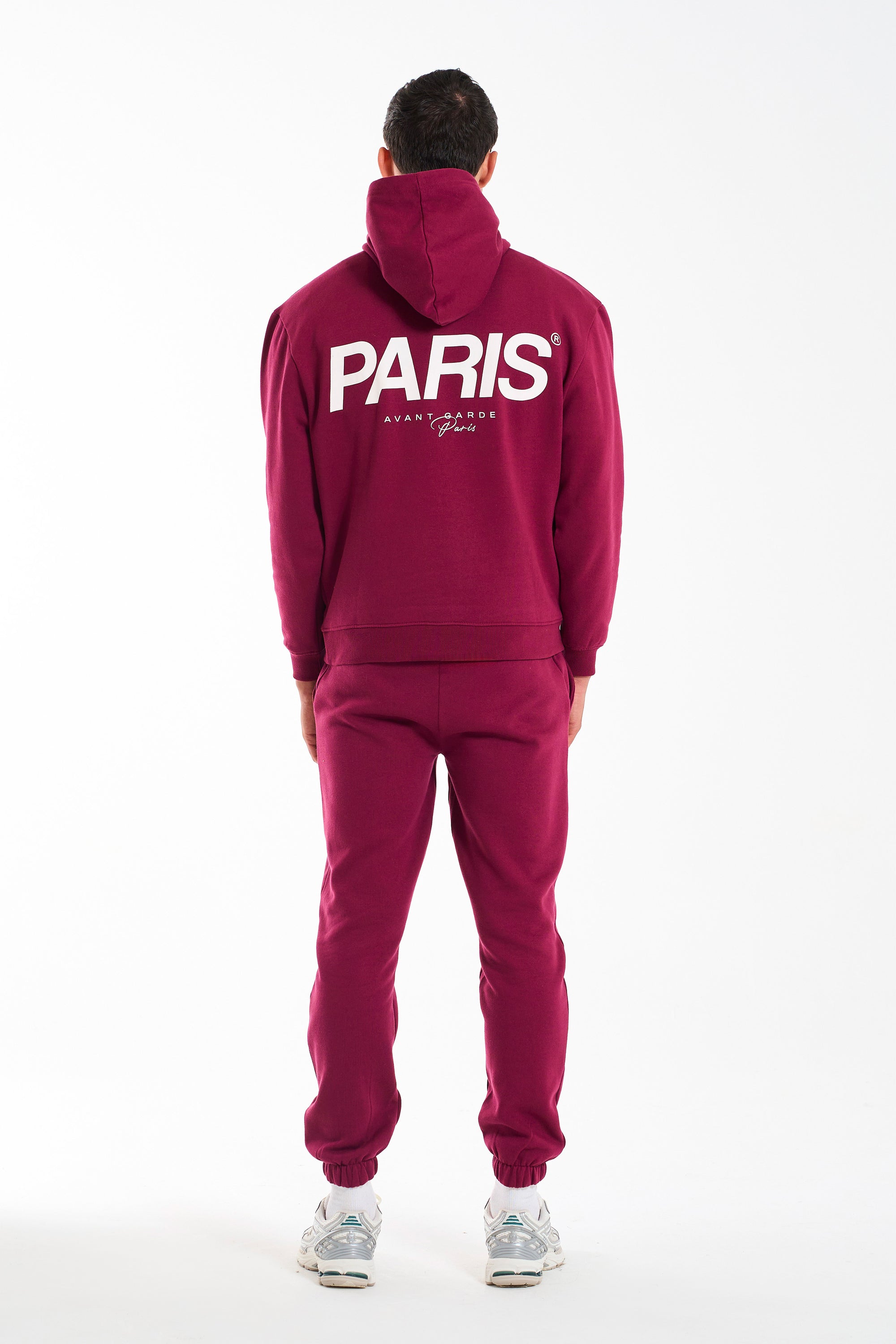 Back of Parisien tracksuit in Burgundy