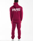 Back of Parisien tracksuit in Burgundy