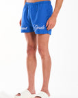 Script Swim Short in Royal Blue