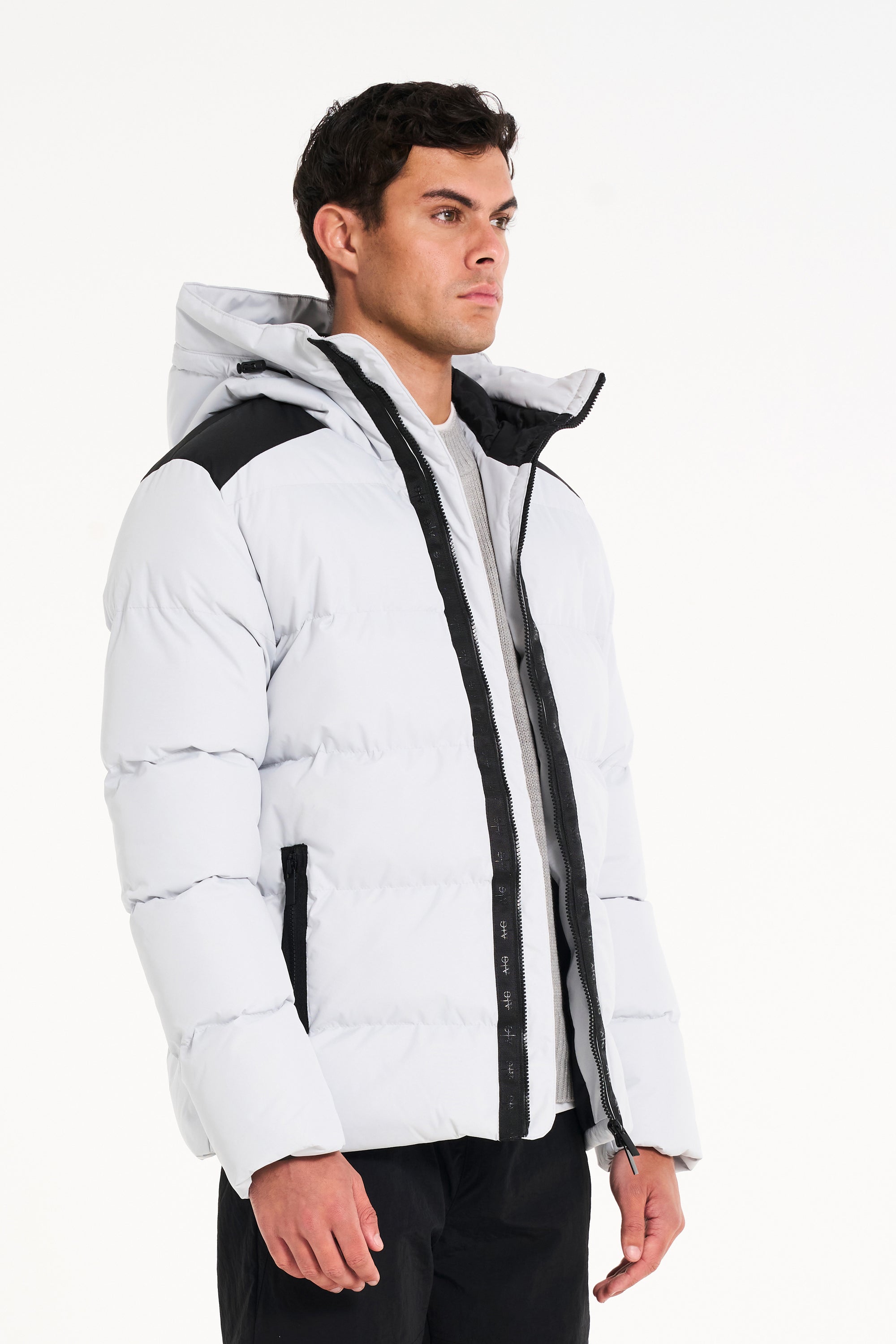 Mens bubble coat in Frost Grey