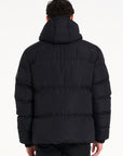 Back of mens black puffer jacket