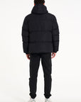 Back of mens black bubble coat