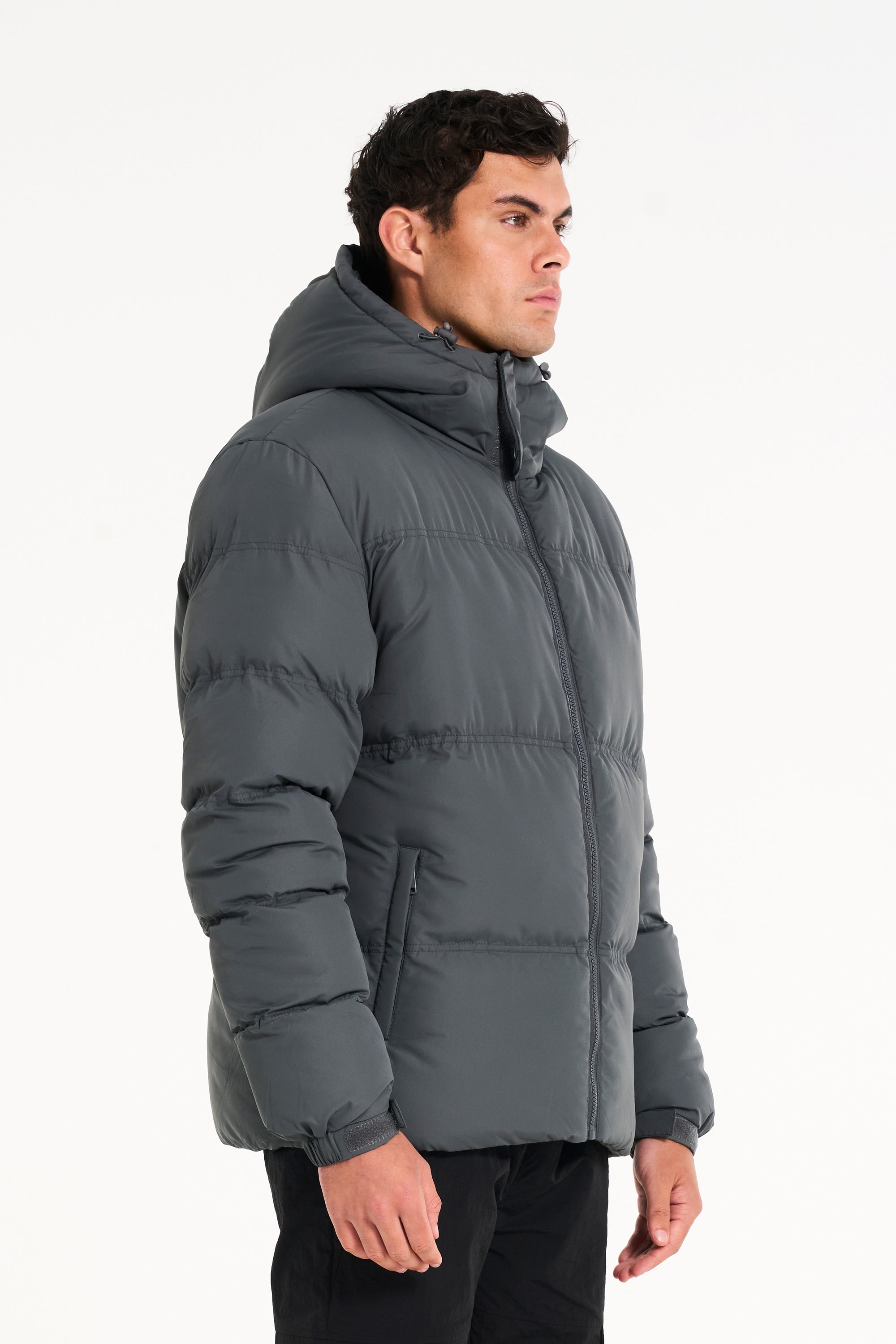 Mens puffer jacket in charcoal