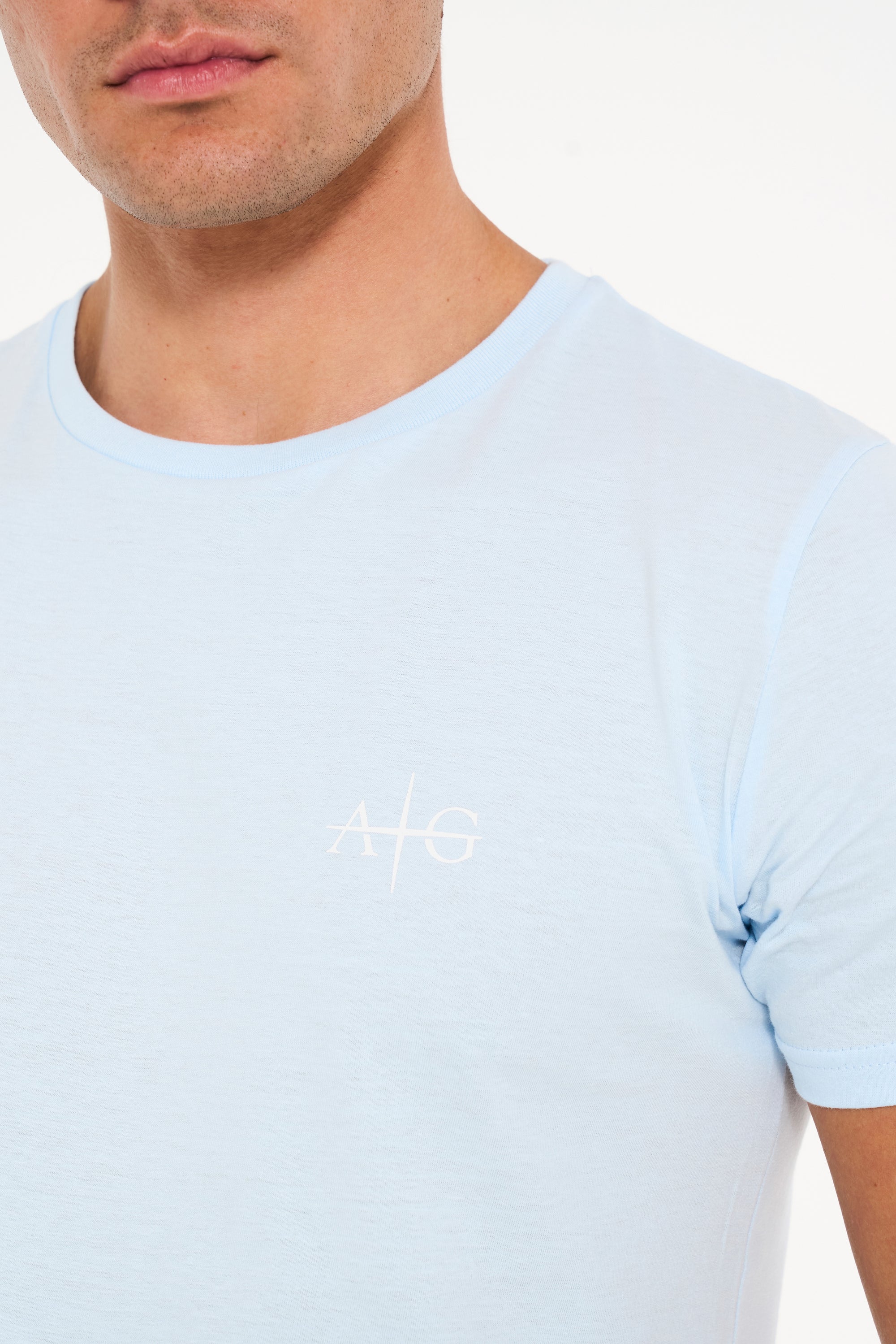 Grid T-Shirt in Sky Blue