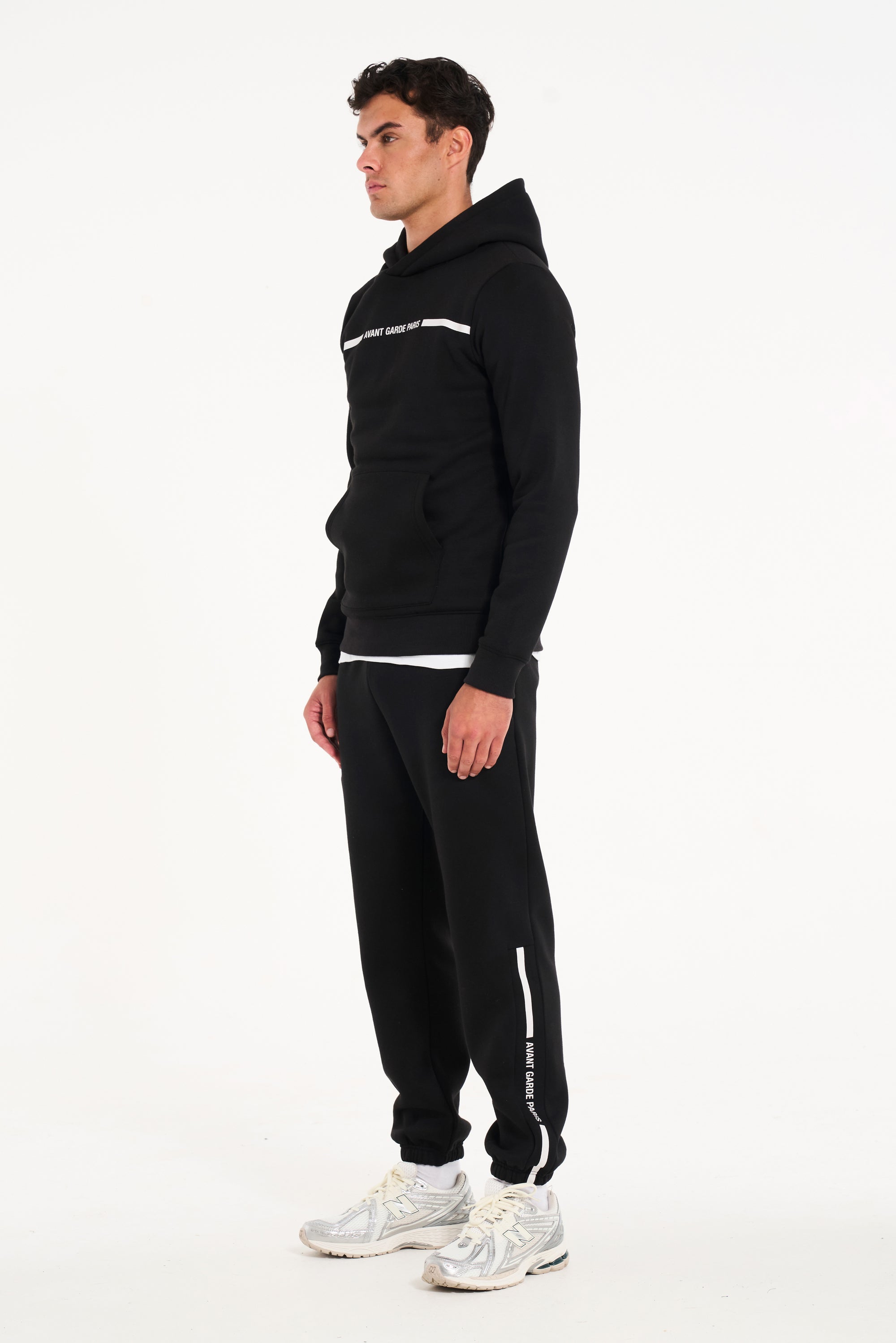 Model wearing men's full tracksuit