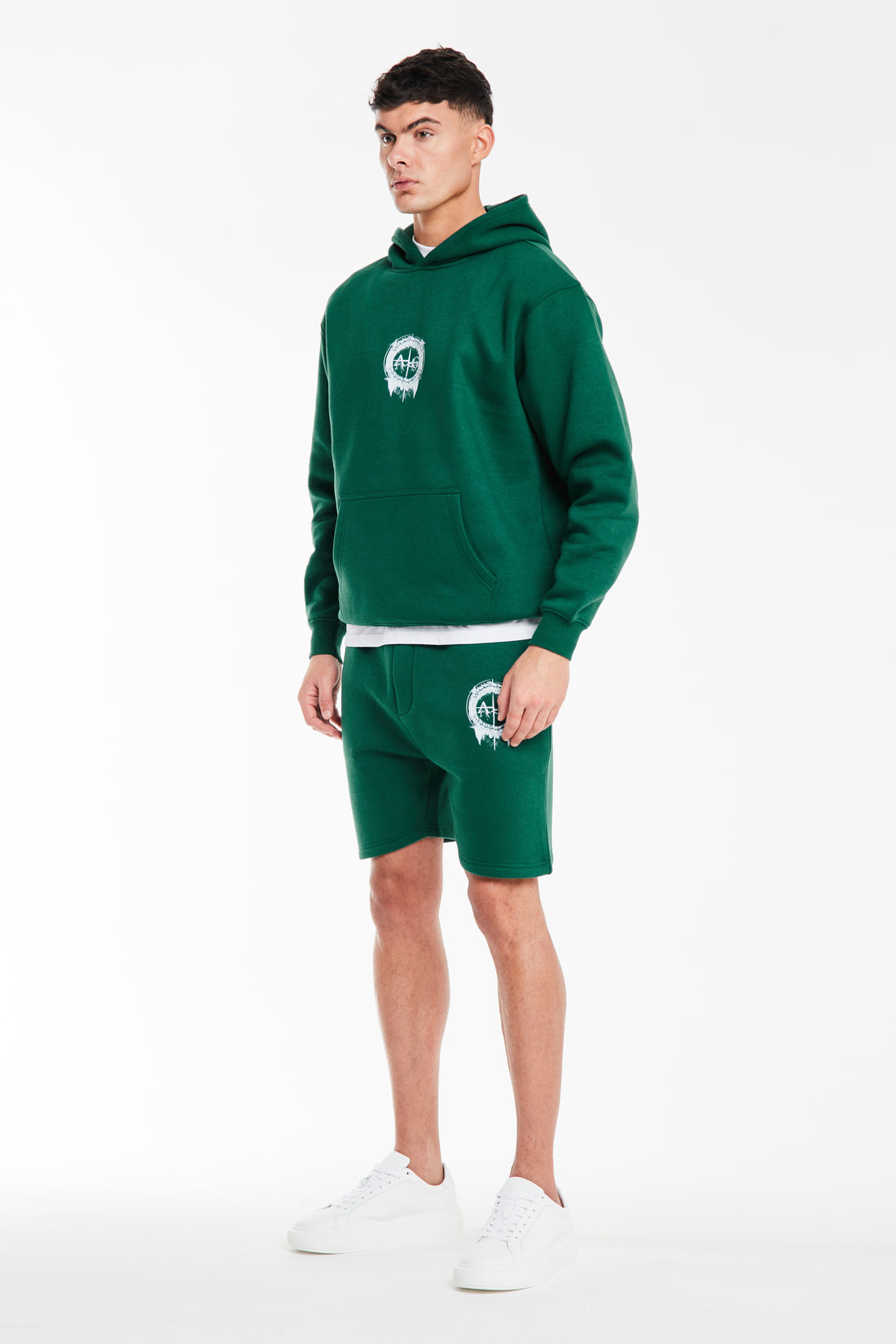 men's twin short sets in emerald green