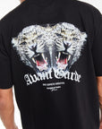 Close up of men's t-shirt sale showing graphic 'Avant Garde' animal logo