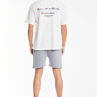 back profile of off-white t shirt sale with graphic 'Avant Garde Paris' logo