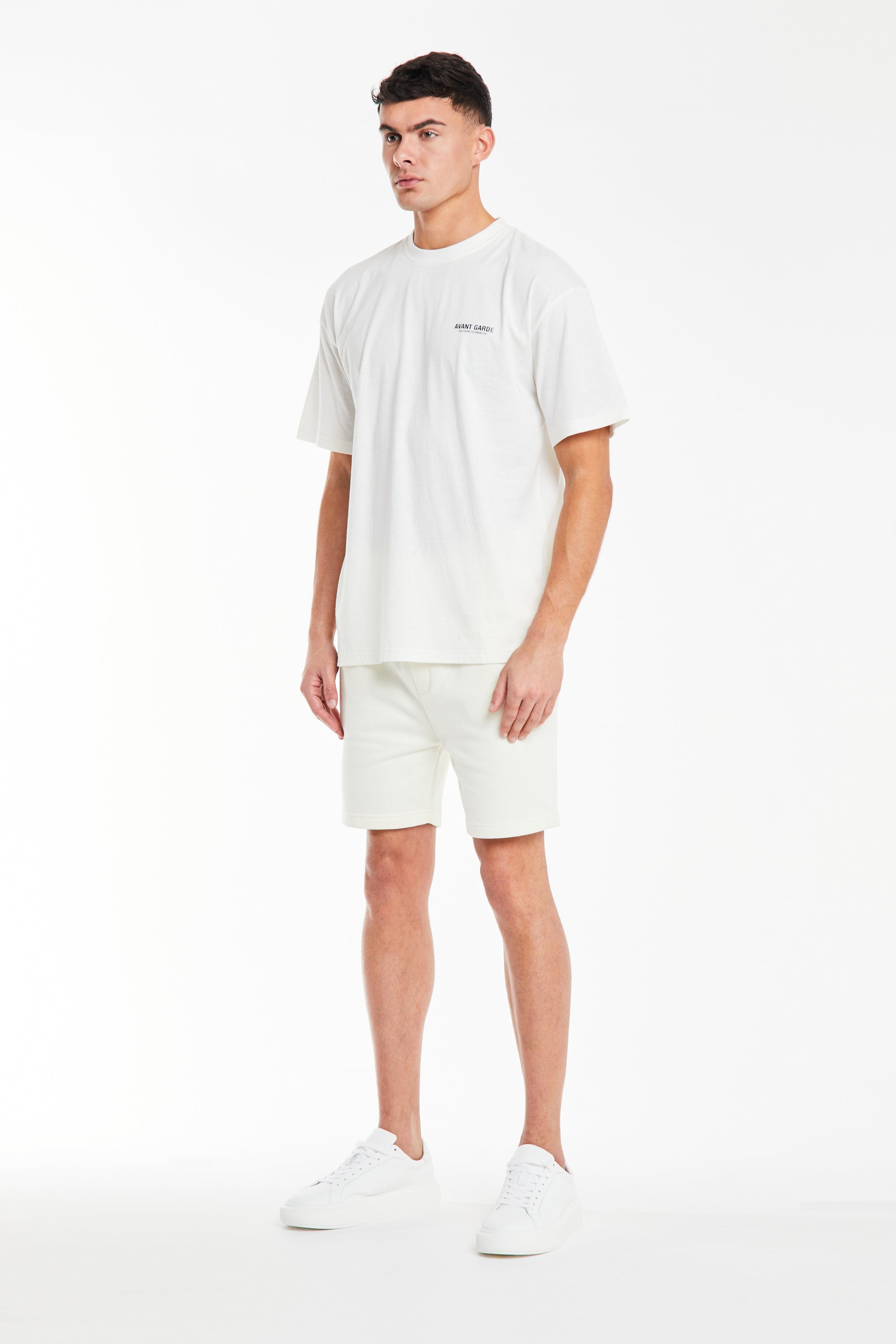 mens jersey shorts in cream