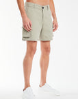 side profile of men's utility shorts in sage