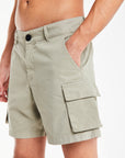 light green men's utility shorts close up