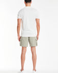 back profile of men's utility shorts with pockets in sage