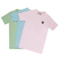 Sawton Three Pack T-Shirts in Baby Blue/Chalk Pink/Mint Green