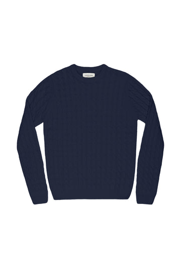 Cable Crew Neck Jumper in Navy