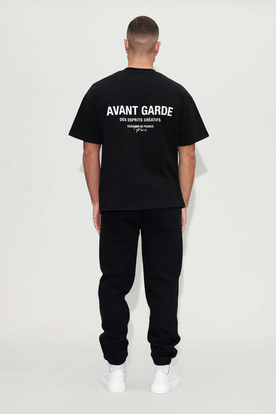 back design of Avant Garde t-shirt in black